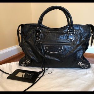 Balenciaga Silver Metallic Edge City Black.